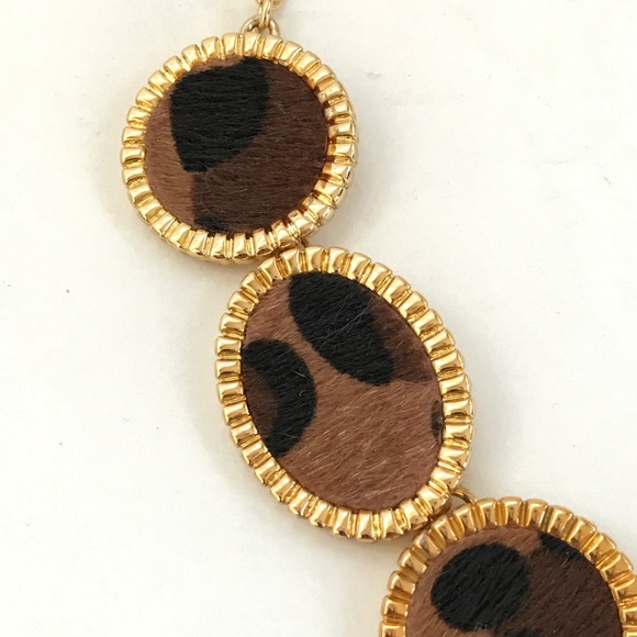 TALBOTS Statement Necklace Leopard Print Black and Gold - Picture 4 of 15